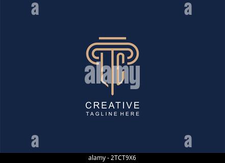 Logo del pilastro iniziale LC, idee di design del logo di uno studio legale elegante e di lusso Illustrazione Vettoriale