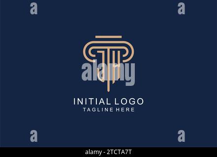 Logo JH Initial Pillar, idee di design eleganti e lussuose per i logo di uno studio legale Illustrazione Vettoriale