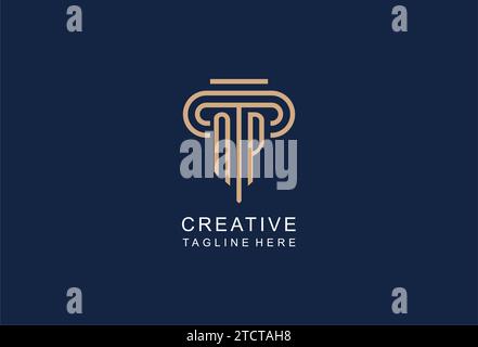 Logo NP Initial Pillar, idee di design eleganti e lussuose per il logo di uno studio legale Illustrazione Vettoriale