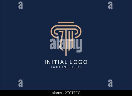 Logo del pilastro iniziale ZH, idee di design del logo di uno studio legale elegante e di lusso Illustrazione Vettoriale