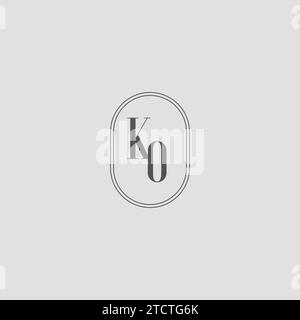 Monogramma iniziale del matrimonio KO logo design grafica vettoriale Illustrazione Vettoriale