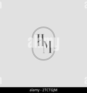 Monogramma iniziale del logo HM wedding design grafica vettoriale Illustrazione Vettoriale