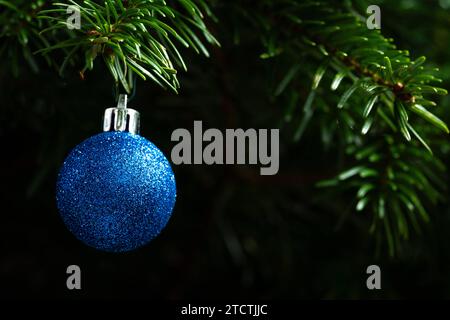 Augusta, Baviera, Germania - 13 dicembre 2023: Bauble e ornamenti natalizi su un albero di Natale a Natale *** Christbaumkugel und Schmuck an einem Weihnachtsbaum zu Weihnachten Foto Stock