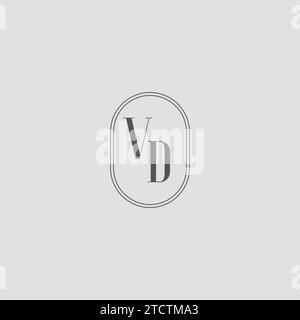 Grafica vettoriale del design del logo del monogramma di nozze VD iniziale Illustrazione Vettoriale