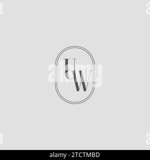 Grafico vettoriale del design del logo del monogramma di matrimonio UW iniziale Illustrazione Vettoriale