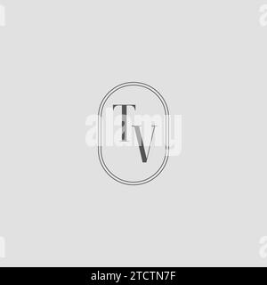 Grafica vettoriale del design del logo del monogramma di matrimonio del televisore iniziale Illustrazione Vettoriale