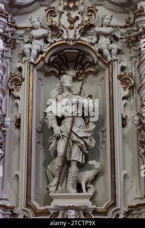 Chiesa Matrice di Santa Maria Assunta, Gagliano del Capo, Italia. Statua di Saint Roch Foto Stock