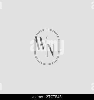 Monogramma iniziale WN wedding logo design grafica vettoriale Illustrazione Vettoriale