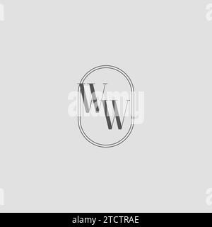 Monogramma iniziale del matrimonio WW logo design grafica vettoriale Illustrazione Vettoriale