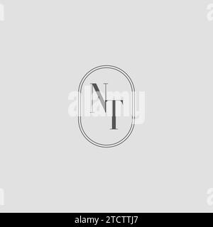 Monogramma iniziale del logo NT wedding grafica vettoriale Illustrazione Vettoriale