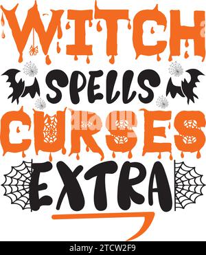 Witch Spells maledice Extra, Halloween SVG Design Illustrazione Vettoriale