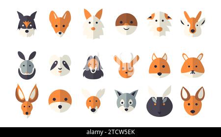 Icone astratte degli animali vettoriali su sfondo bianco Illustrazione Vettoriale