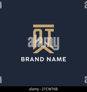 Logo monogramma iniziale AI in stile rettangolare con idee laterali curve Illustrazione Vettoriale