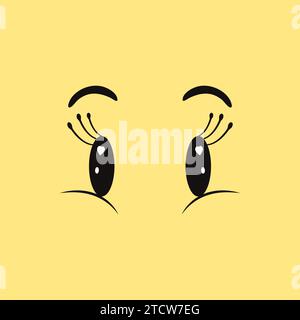 Illustrazione vettoriale di Cartoon Eyes. Espressione dell'occhio. Caricatura del personaggio fumetto. Emozione oculare di un essere umano o animale. Illustrazione isolata. Illustrazione Vettoriale