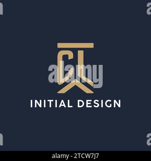 Logo monogramma iniziale CL in stile rettangolare con idee laterali curve Illustrazione Vettoriale