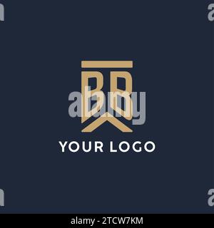 Logo monogramma iniziale BB in stile rettangolare con idee laterali curve Illustrazione Vettoriale