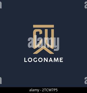 Logo monogramma iniziale in stile rettangolare con idee laterali curve Illustrazione Vettoriale