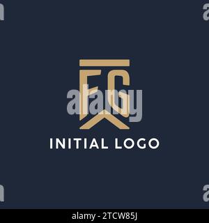 Logo monogramma iniziale FG in stile rettangolare con idee laterali curve Illustrazione Vettoriale