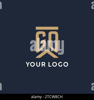 Logo monogramma iniziale in stile rettangolare con idee laterali curve Illustrazione Vettoriale