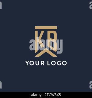 Logo monogramma iniziale KB in stile rettangolare con idee laterali curve Illustrazione Vettoriale