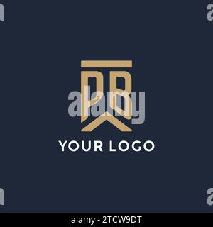 Logo monogramma iniziale PB in stile rettangolare con idee laterali curve Illustrazione Vettoriale