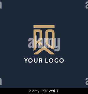 Logo monogramma iniziale RO in stile rettangolare con idee laterali curve Illustrazione Vettoriale