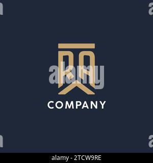 Logo monogramma iniziale RA in stile rettangolare con idee laterali curve Illustrazione Vettoriale