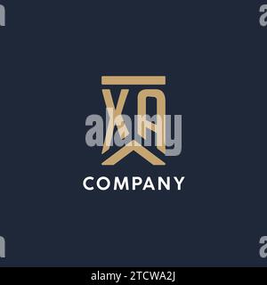 Logo monogramma iniziale XA in stile rettangolare con idee laterali curve Illustrazione Vettoriale
