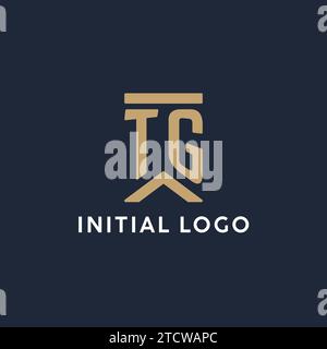 Logo monogramma iniziale TG in stile rettangolare con idee laterali curve Illustrazione Vettoriale