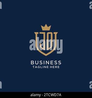 Grafica vettoriale logo corona scudo iniziale JO Illustrazione Vettoriale
