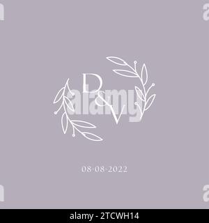 Iniziali monogramma nuziale DV logo ispirazione grafica vettoriale Illustrazione Vettoriale