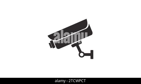 Icona della telecamera di sorveglianza. Illustrazione in bianco e nero modificabile isolata dal vettore Illustrazione Vettoriale