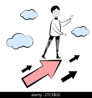 Un uomo di successo. Crescita personale. Illustrazione Vettoriale