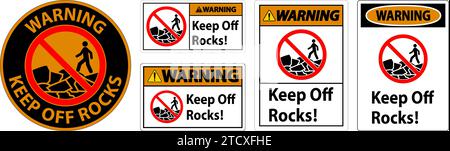 Cartello di avvertenza Keep Off Rocks Illustrazione Vettoriale