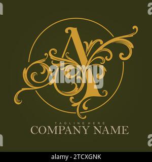Elegance lettera iniziale Una fiorente e senza tempo illustrazioni vettoriali per il logo del tuo lavoro, t-shirt di merchandising, adesivi e disegni di etichette, poster, saluti Illustrazione Vettoriale