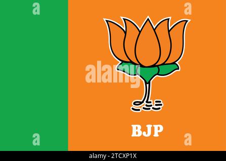 Lotus Flower Symbol |segno del partito politico| BJP sfondo banner, 'simbolo elettorale' partito Bhartiya Janata Illustrazione Vettoriale