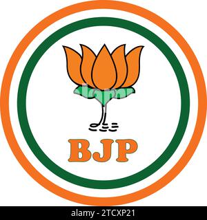 Lotus Flower Symbol |segno del partito politico| BJP sfondo banner, 'simbolo elettorale' partito Bhartiya Janata Illustrazione Vettoriale