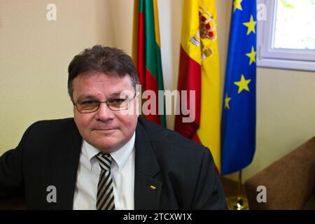 Madrid, 7 aprile 2014. Linas Linkevicius, ministro degli Esteri della Lituania foto: Ángel Navarrete .. archdc. Crediti: Album / Archivo ABC / Ángel Navarrete Foto Stock