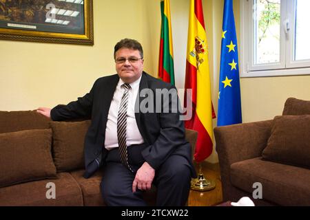 Madrid, 7 aprile 2014. Linas Linkevicius, ministro degli Esteri della Lituania foto: Ángel Navarrete .. archdc. Crediti: Album / Archivo ABC / Ángel Navarrete Foto Stock