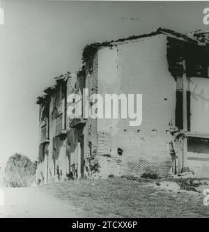 Brunete (Madrid), luglio 1937. Guerra civile spagnola. Rovine di Brunete dopo la battaglia del luglio 1937. Crediti: Album / Archivo ABC Foto Stock