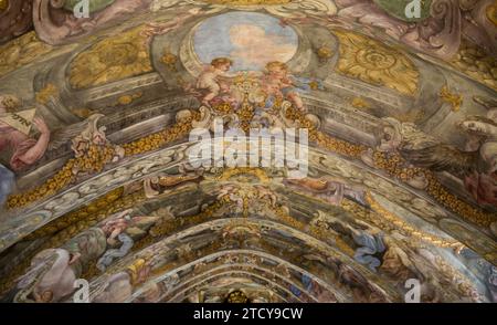 Valencia, 02/04/2016. Gli affreschi della chiesa di San Nicolás, restaurati dopo tre anni di lavoro, utilizzando le tecniche più avanzate. Foto: Mikel Ponce ARCHDC. Crediti: Album / Archivo ABC / Mikel Ponce Foto Stock