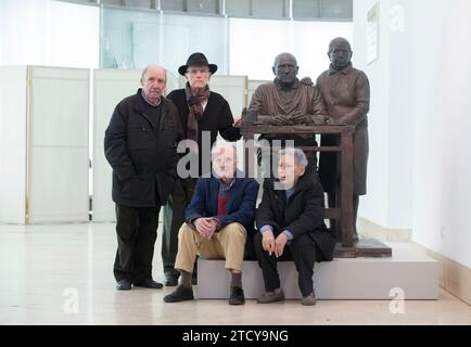 Madrid, 02/03/2016. Mostra dei realisti di Madrid al Museo Thyssen. Nell'immagine, Francisco López Hernandez, Julio López Hernández, Antonio López e Isabel Quintanilla. Foto: Ignacio Gil ARCHDC. Crediti: Album / Archivo ABC / Ignacio Gil Foto Stock