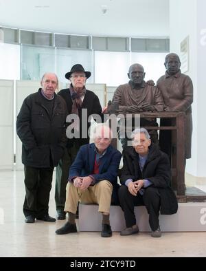 Madrid, 02/03/2016. Mostra dei realisti di Madrid al Museo Thyssen. Nell'immagine, Francisco López Hernandez, Julio López Hernández, Antonio López e Isabel Quintanilla. Foto: Ignacio Gil ARCHDC. Crediti: Album / Archivo ABC / Ignacio Gil Foto Stock