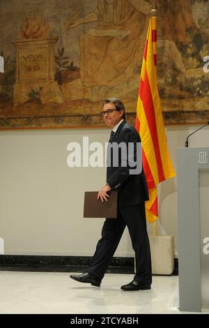 Barcellona, 01/09/2016. Artur Mas annuncia in una conferenza stampa che non sarà il candidato Junts Pel si alla carica di presidente della Generalitat. Foto: Inés Baucells ARCHDC. Crediti: Album / Archivo ABC / Inés Baucells Foto Stock