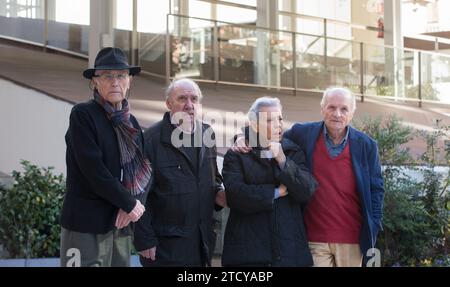 Madrid, 02/03/2016. Mostra dei realisti di Madrid al Museo Thyssen. Nell'immagine, Francisco López Hernandez, Julio López Hernández, Antonio López e Isabel Quintanilla. Foto: Ignacio Gil ARCHDC. Crediti: Album / Archivo ABC / Ignacio Gil Foto Stock