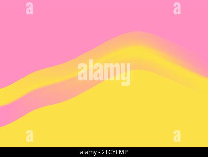 Sfondo minimo astratto giallo e rosa a contrasto elevato. Design vettoriale a onda liscia Illustrazione Vettoriale
