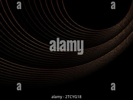 Elegante sfondo astratto con linee ondulate ricurve punteggiate dorate. Tecnologia, design vettoriale futuristico Illustrazione Vettoriale