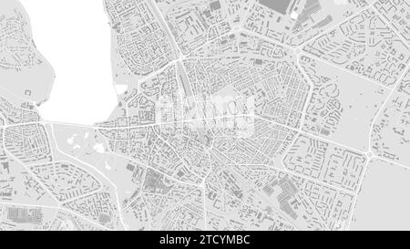 Sfondo mappa di Ternopil, Ucraina, poster della città bianco e grigio chiaro. Mappa vettoriale con strade e acqua. Proporzioni widescreen, design digitale piatto roadma Illustrazione Vettoriale