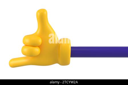 Collezione mano gialla carattere. Chiamatemi simbolo della mano. Foto Stock