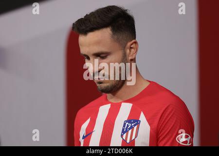 Madrid, Spagna, 13 dicembre 2023. Saul Niguez dell'Atletico Madrid reagisce quando entra nel campo di gioco per la partita di UEFA Champions League al Civitas Metropolitan Stadium di Madrid. Il credito fotografico dovrebbe leggere: Jonathan Moscrop / Sportimage Foto Stock